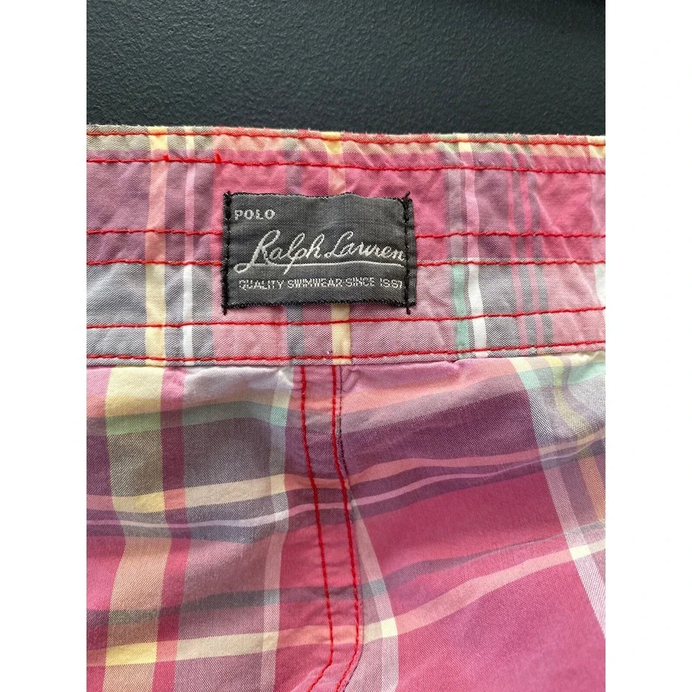 Polo Ralph Lauren Swim Trunks Mens 36 Polo Sport‎ Plaid Board Shorts 90s Vintage